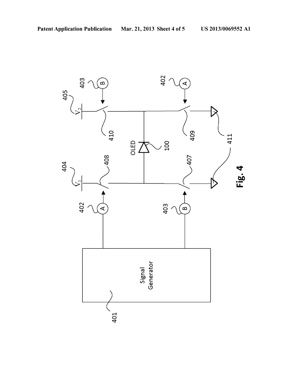 ORGANIC ELECTROLUMINESCENT DEVICE WITH SPACE CHARGE/VOLTAGE INSTABILITY     STABILIZATION DRIVE - diagram, schematic, and image 05