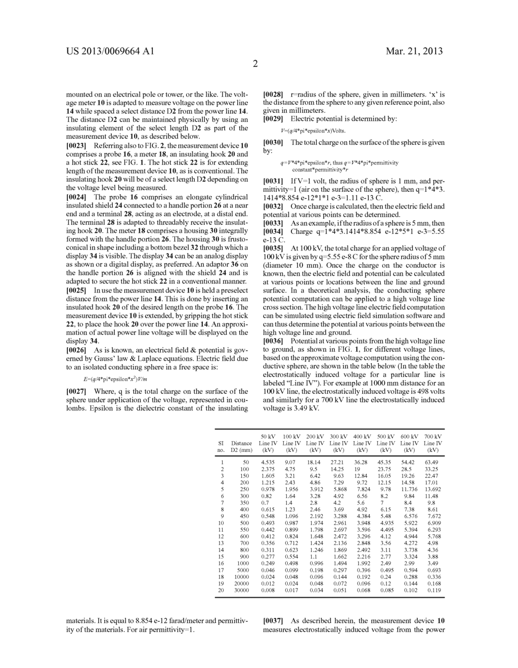 INDIRECT NON-CONTACT HIGH VOLTAGE MEASUREMENT ON ELECTRICAL POWER LINE - diagram, schematic, and image 06