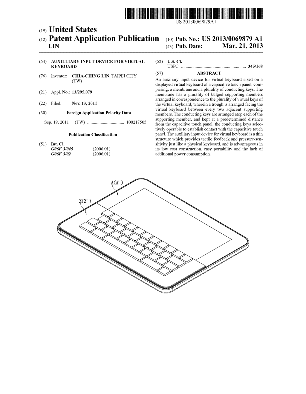 AUXILLIARY INPUT DEVICE FOR VIRTUAL KEYBOARD - diagram, schematic, and image 01
