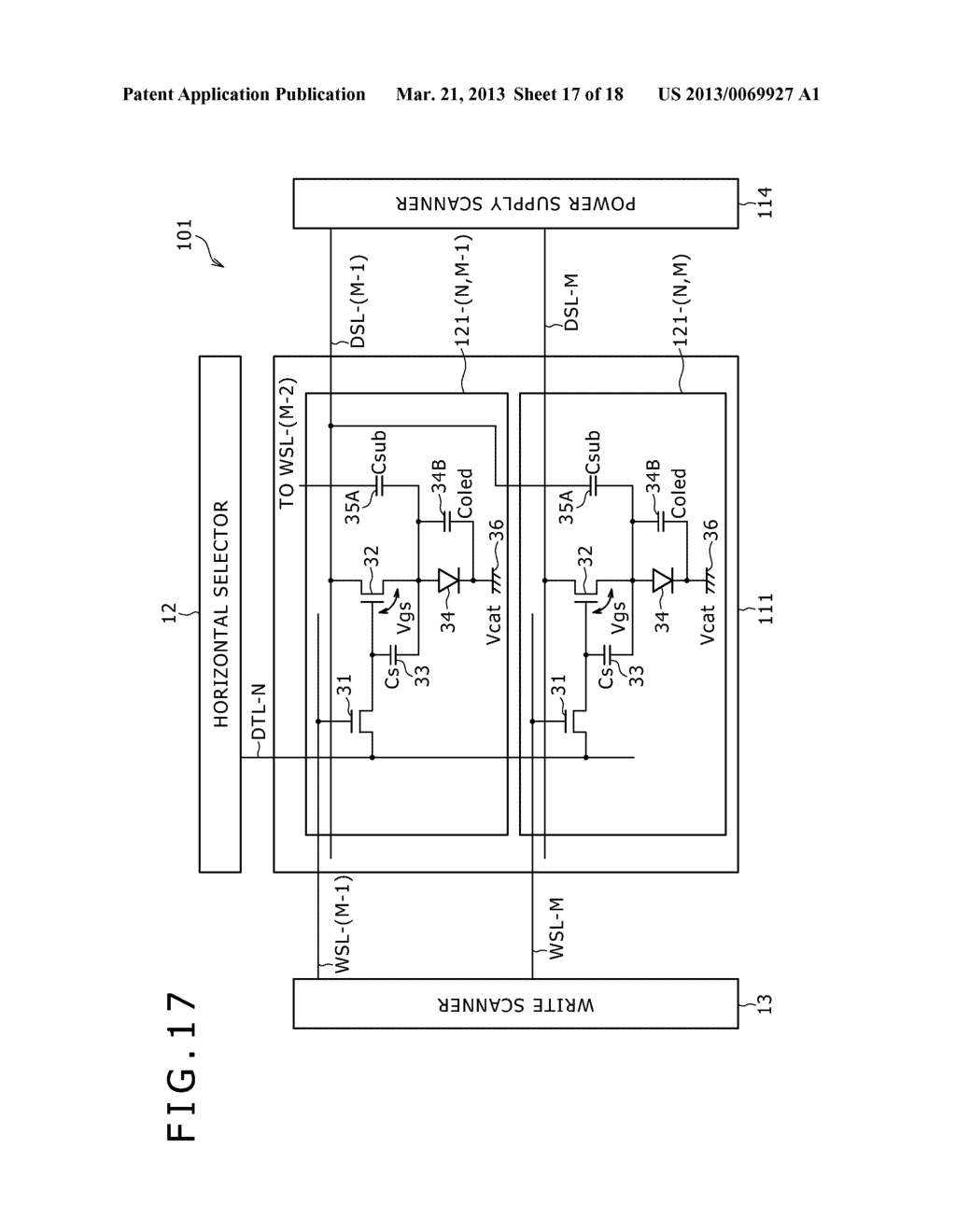 DISPLAY APPARATUS AND DRIVING CONTROLLING METHOD WITH TEMPORARY LOWERING     OF POWER SUPPLY POTENTIAL DURING MOBILITY CORRECTION - diagram, schematic, and image 18