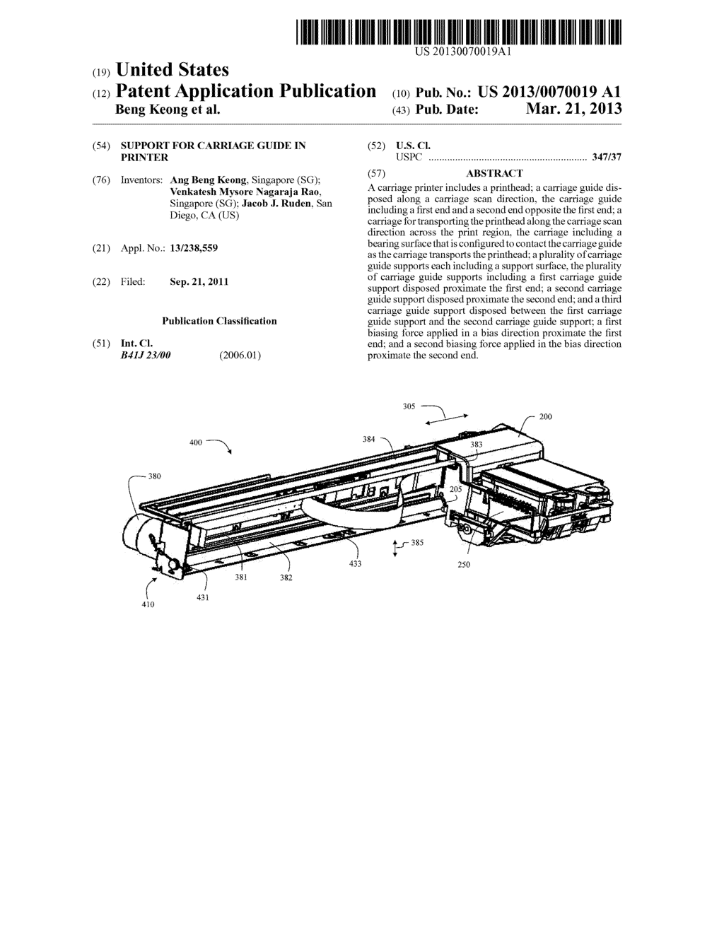 SUPPORT FOR CARRIAGE GUIDE IN PRINTER - diagram, schematic, and image 01