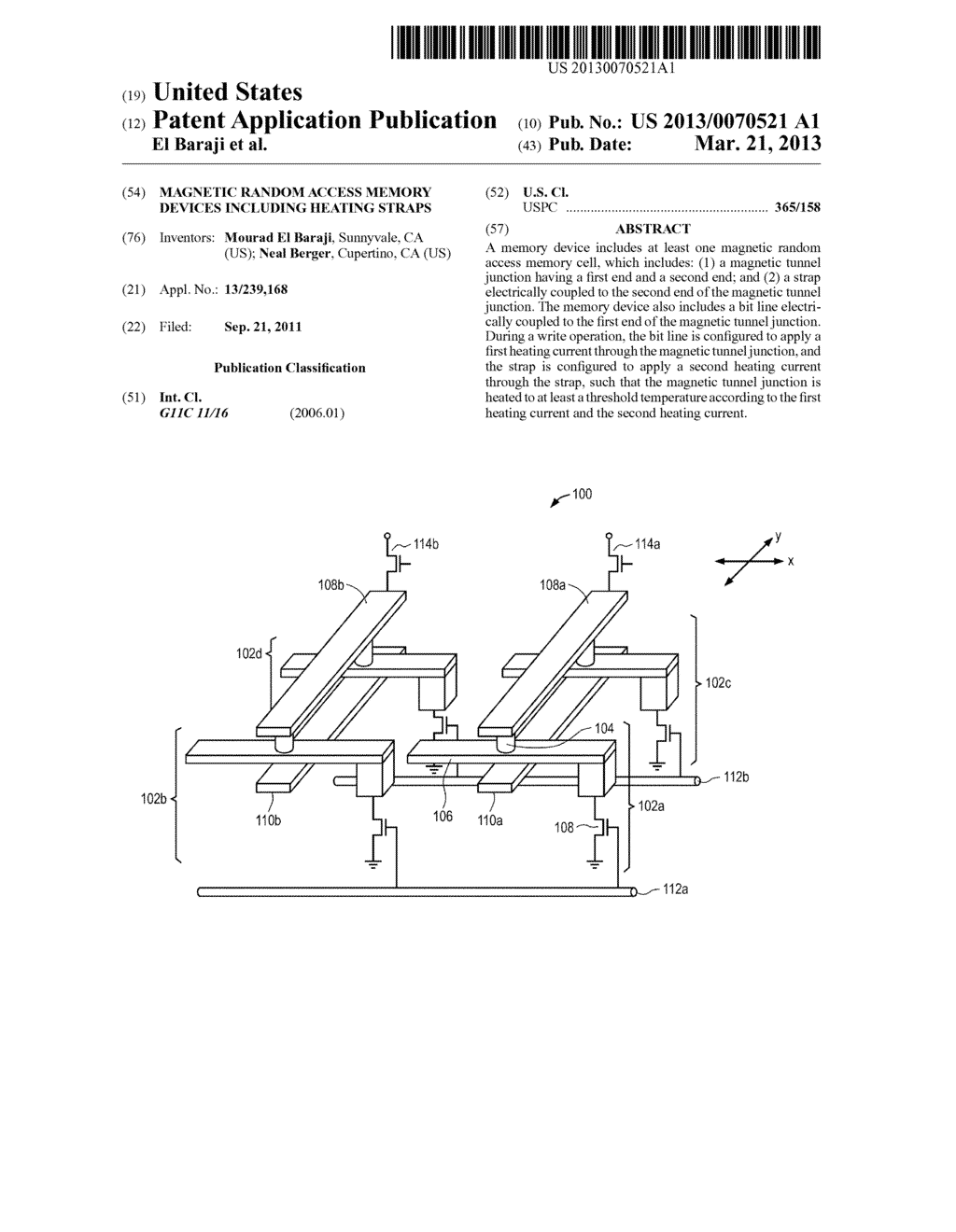 Magnetic Random Access Memory Devices Including Heating Straps - diagram, schematic, and image 01