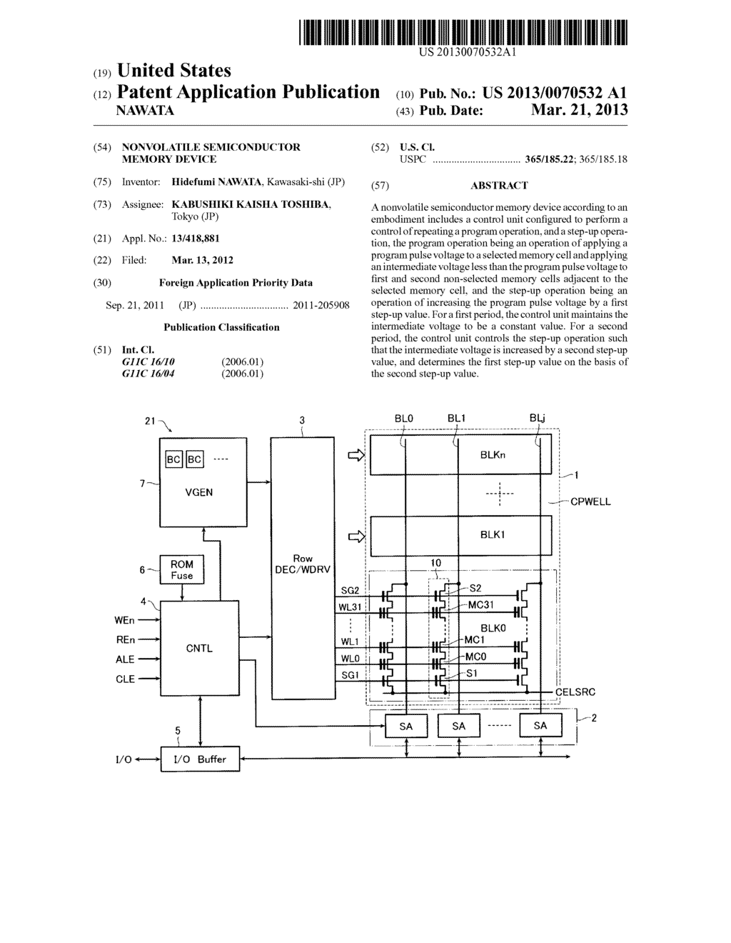 NONVOLATILE SEMICONDUCTOR MEMORY DEVICE - diagram, schematic, and image 01