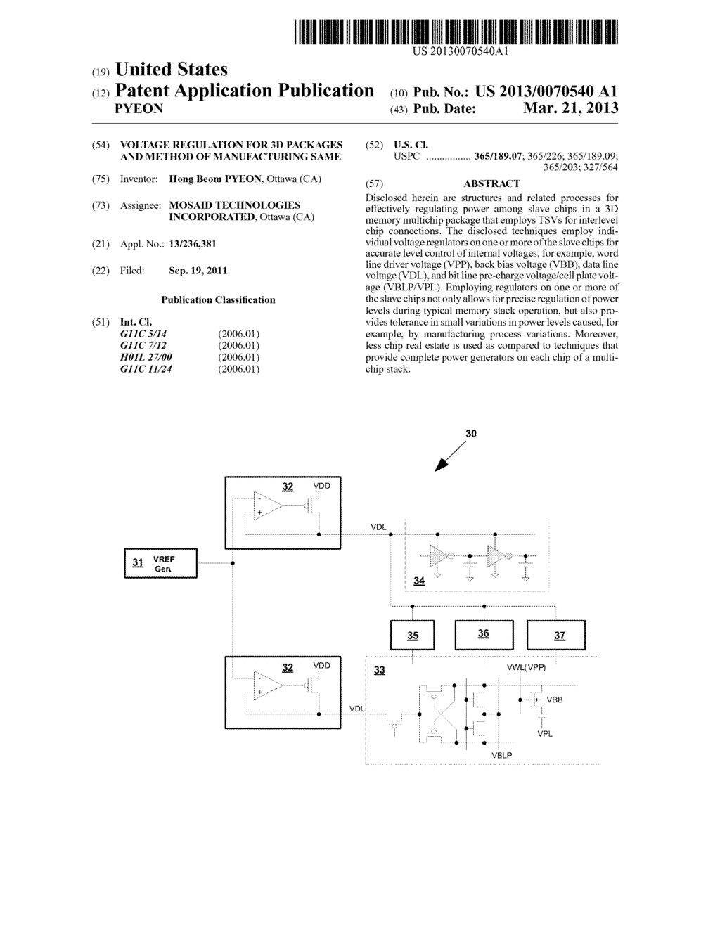 VOLTAGE REGULATION FOR 3D PACKAGES AND METHOD OF MANUFACTURING SAME - diagram, schematic, and image 01