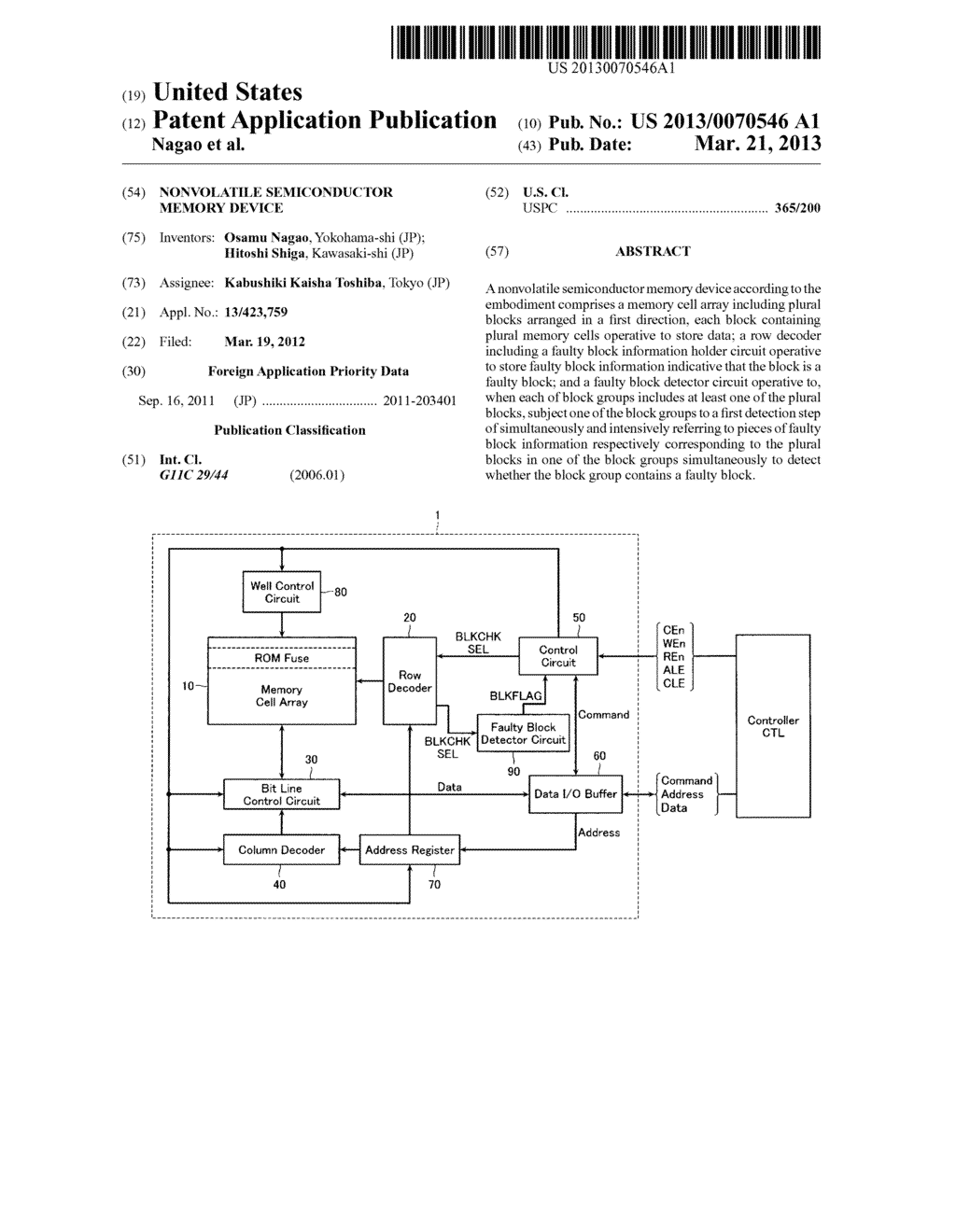 NONVOLATILE SEMICONDUCTOR MEMORY DEVICE - diagram, schematic, and image 01