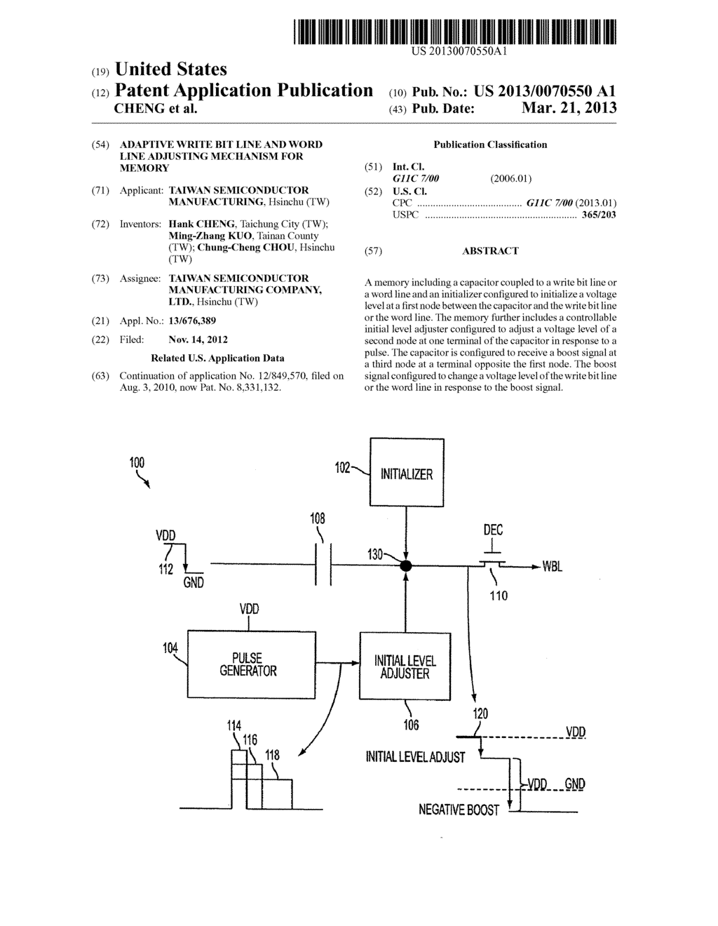 ADAPTIVE WRITE BIT LINE AND WORD LINE ADJUSTING MECHANISM FOR MEMORY - diagram, schematic, and image 01