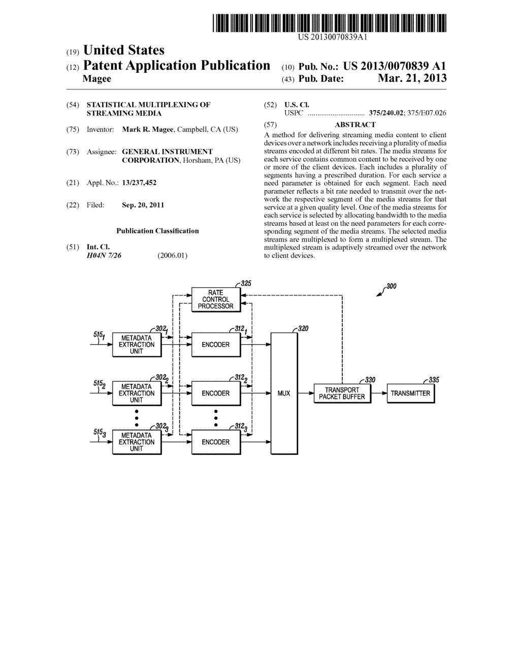 STATISTICAL MULTIPLEXING OF STREAMING MEDIA - diagram, schematic, and image 01