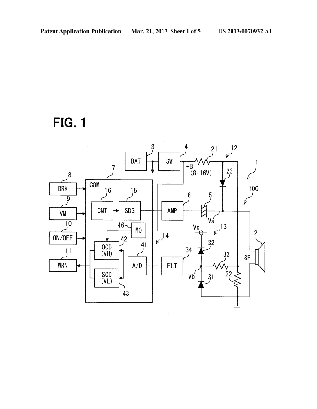 FAILURE DETECTION DEVICE FOR VEHICLE SPEAKER - diagram, schematic, and image 02