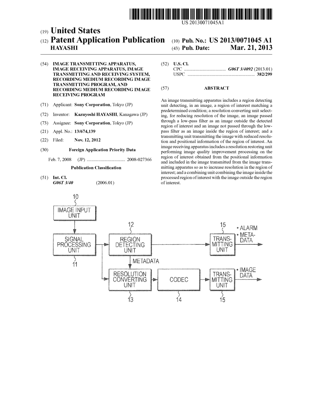 IMAGE TRANSMITTING APPARATUS, IMAGE RECEIVING APPARATUS, IMAGE     TRANSMITTING AND RECEIVING SYSTEM, RECORDING MEDIUM RECORDING IMAGE     TRANSMITTING PROGRAM, AND RECORDING MEDIUM RECORDING IMAGE RECEIVING     PROGRAM - diagram, schematic, and image 01