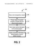 MAINTAINING VIEWER ACTIVITY INFORMATION OF A RECORDED PROGRAM FOR PROGRAM     DELETION DECISIONS diagram and image