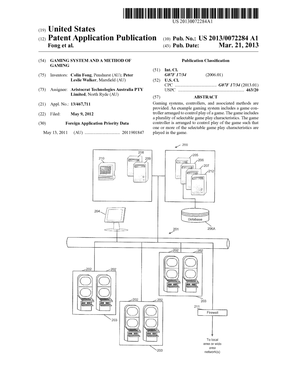 GAMING SYSTEM AND A METHOD OF GAMING - diagram, schematic, and image 01