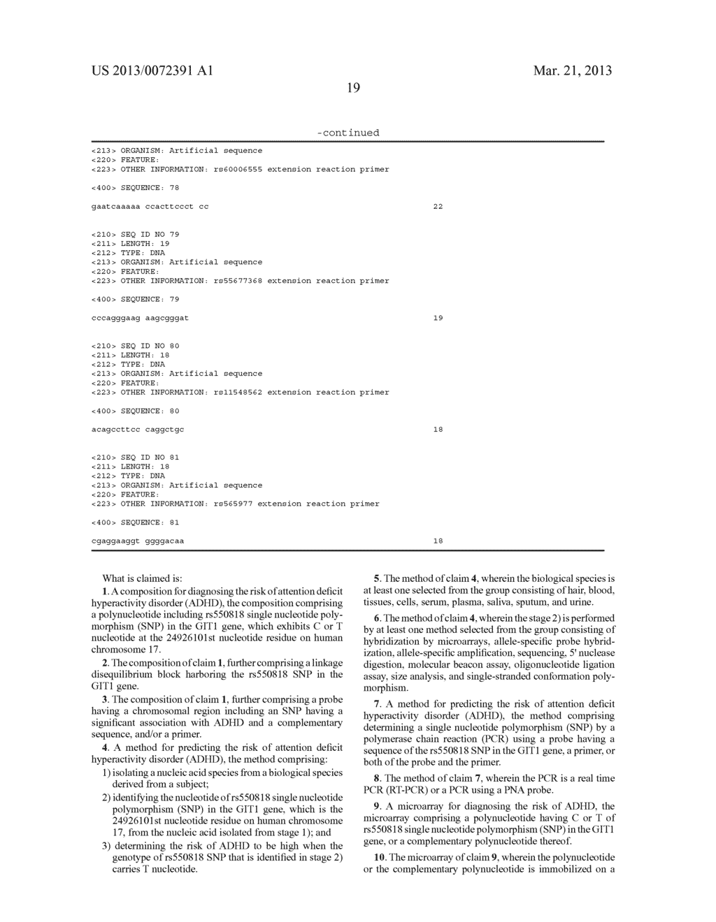 COMPOSITION, KIT, AND METHOD FOR DIAGNOSING ADHD RISK - diagram, schematic, and image 20