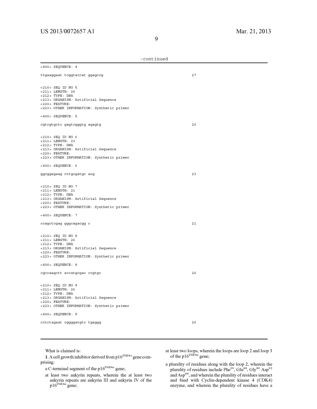 CELL GROWTH INHIBITOR DERIVED FROM p16INK4a AND METHOD OF SYNTHESIZING THE     SAME - diagram, schematic, and image 22