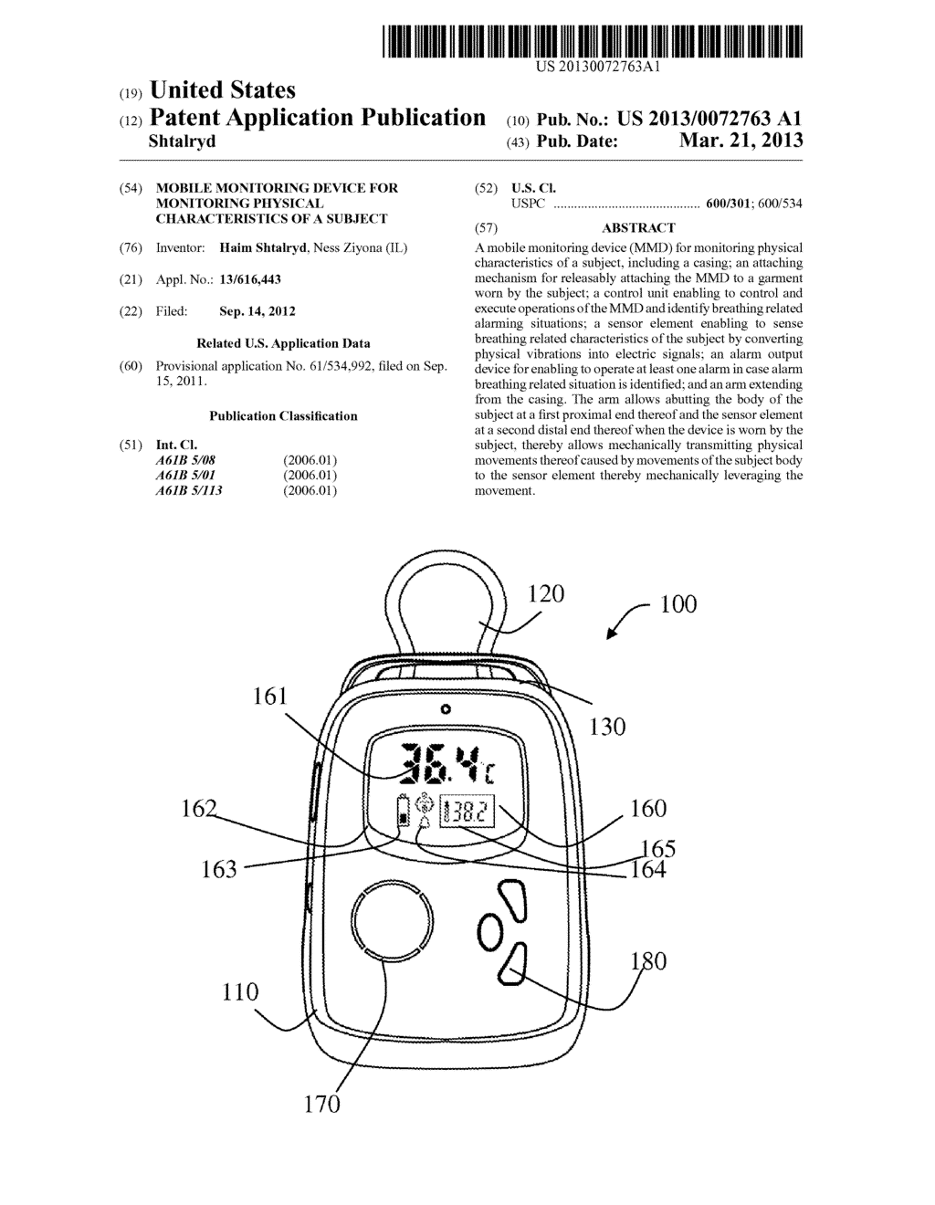 Mobile Monitoring Device for Monitoring Physical Characteristics of a     Subject - diagram, schematic, and image 01