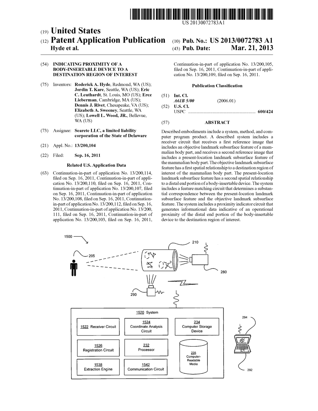 Indicating proximity of a body-insertable device to a destination region     of interest - diagram, schematic, and image 01