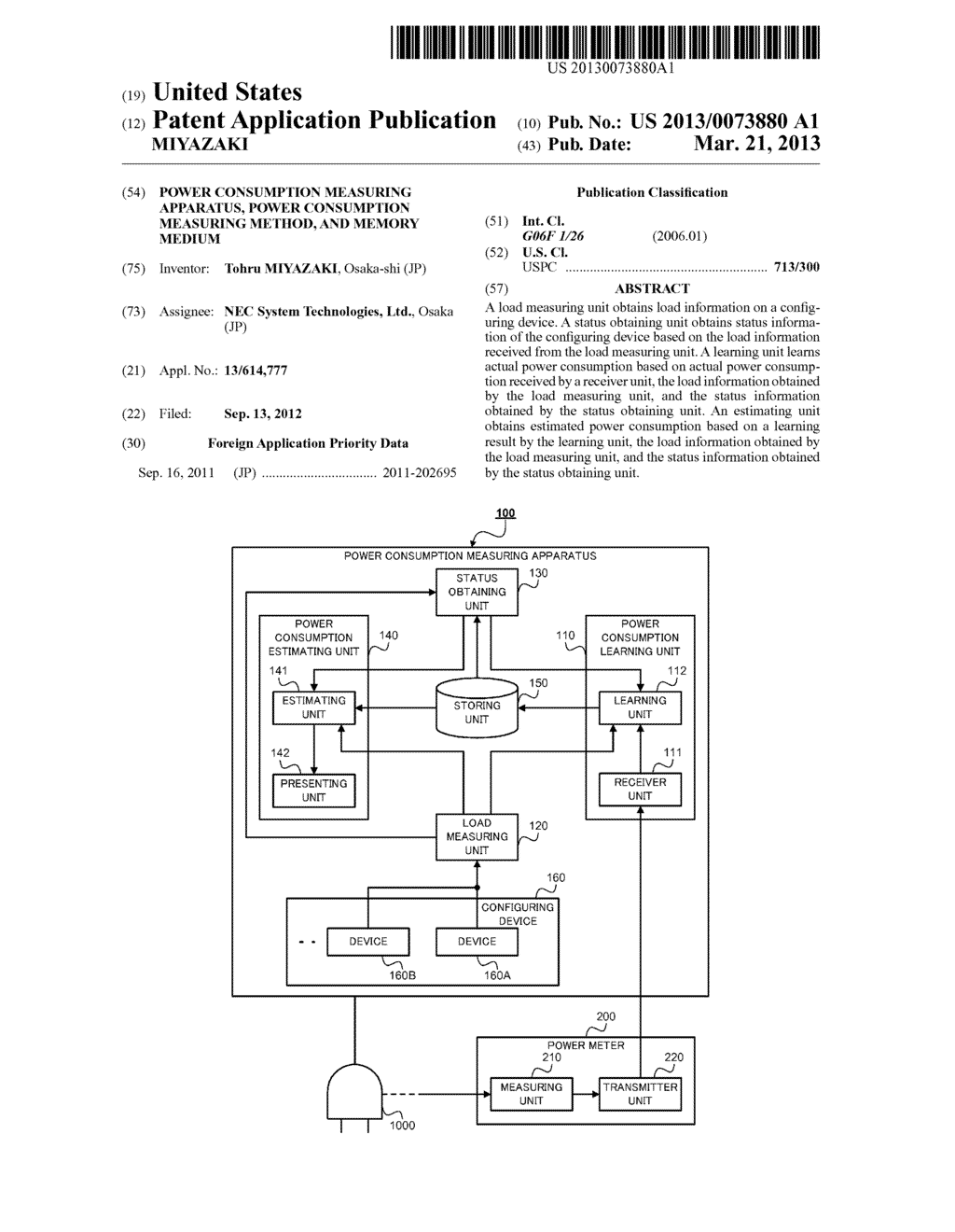 POWER CONSUMPTION MEASURING APPARATUS, POWER CONSUMPTION MEASURING METHOD,     AND MEMORY MEDIUM - diagram, schematic, and image 01