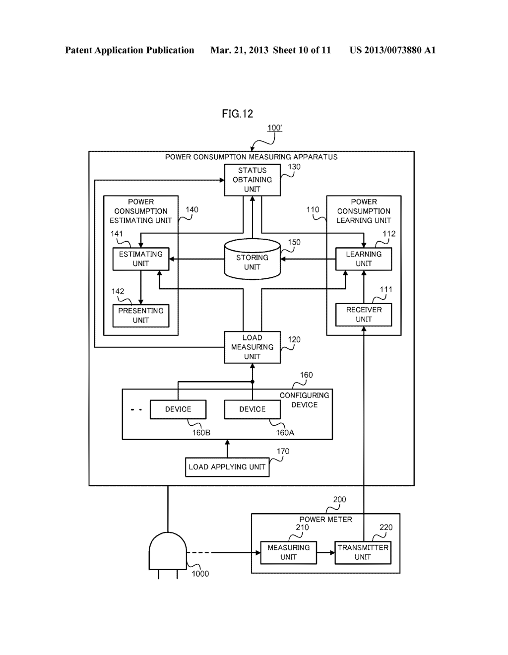 POWER CONSUMPTION MEASURING APPARATUS, POWER CONSUMPTION MEASURING METHOD,     AND MEMORY MEDIUM - diagram, schematic, and image 11