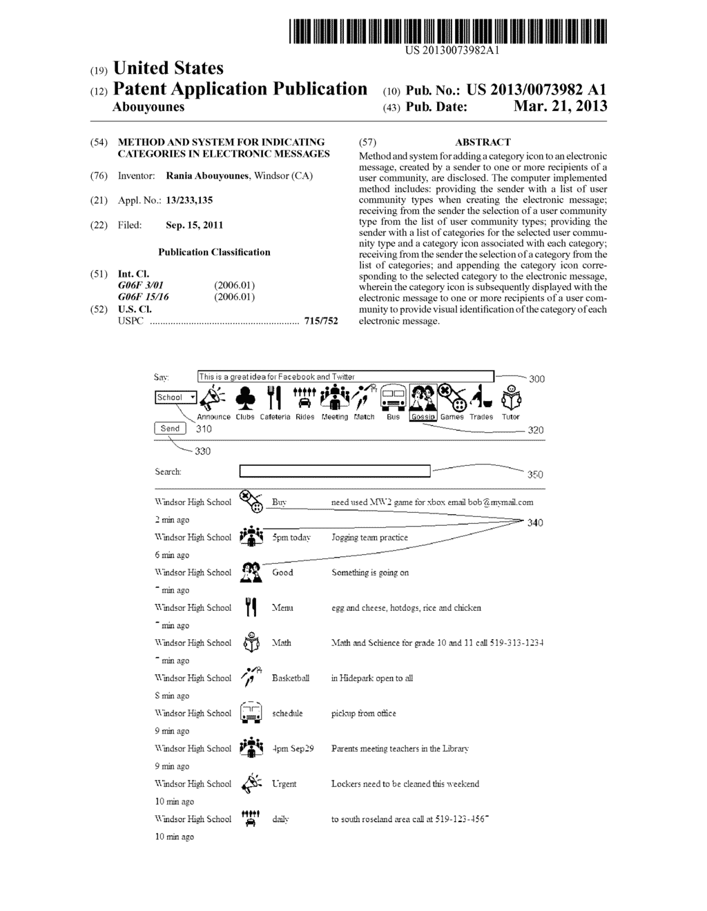 Method and system for indicating categories in electronic messages - diagram, schematic, and image 01