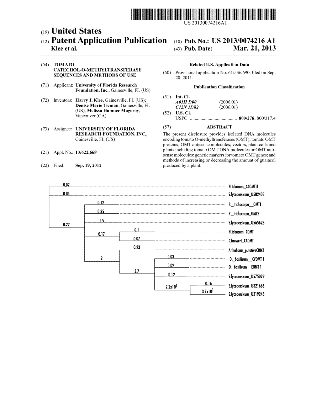 TOMATO CATECHOL-O-METHYLTRANSFERASE SEQUENCES AND METHODS OF USE - diagram, schematic, and image 01