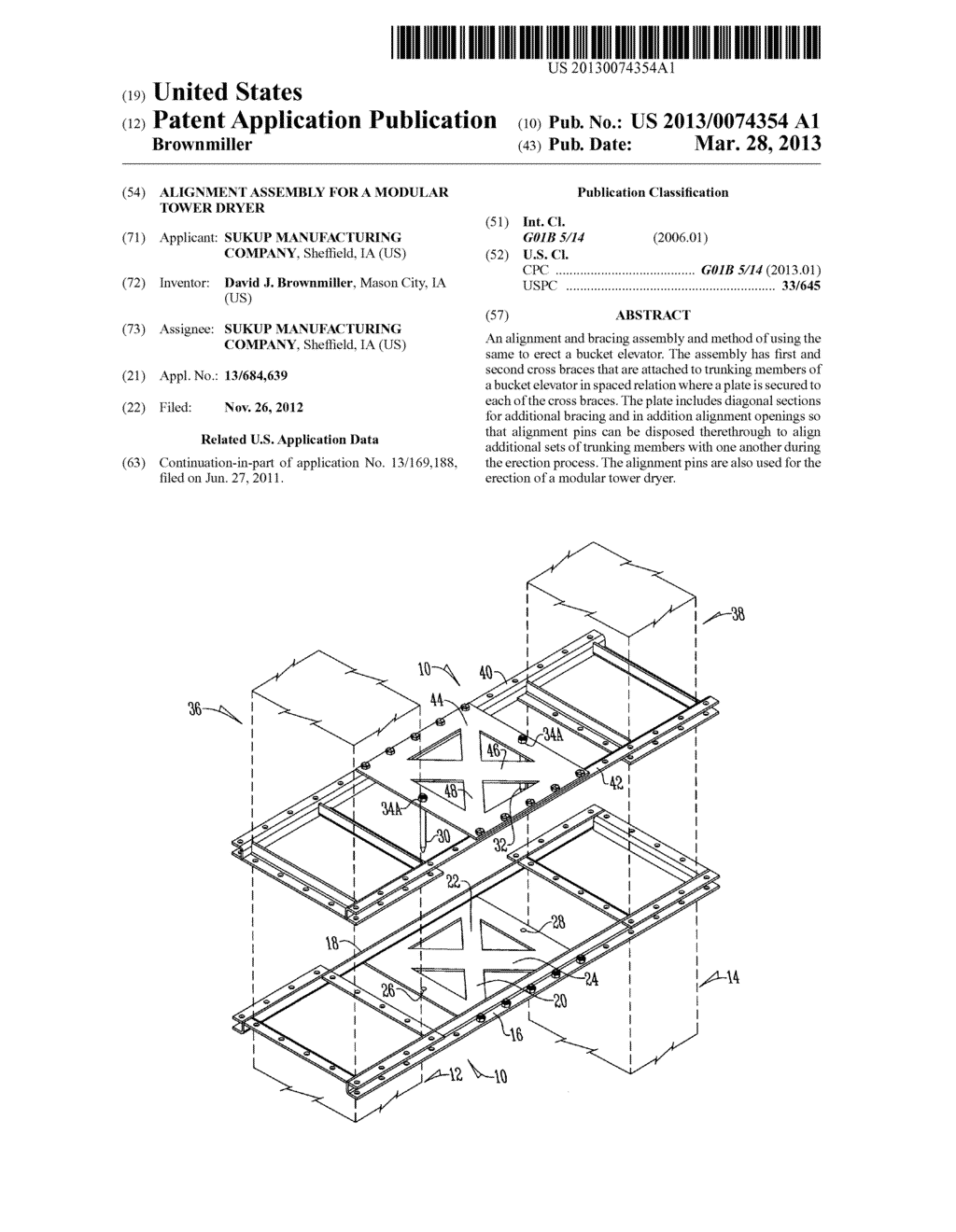 ALIGNMENT ASSEMBLY FOR A MODULAR TOWER DRYER - diagram, schematic, and image 01