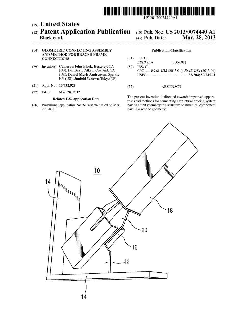 GEOMETRIC CONNECTING ASSEMBLY AND METHOD FOR BRACED FRAME CONNECTIONS - diagram, schematic, and image 01