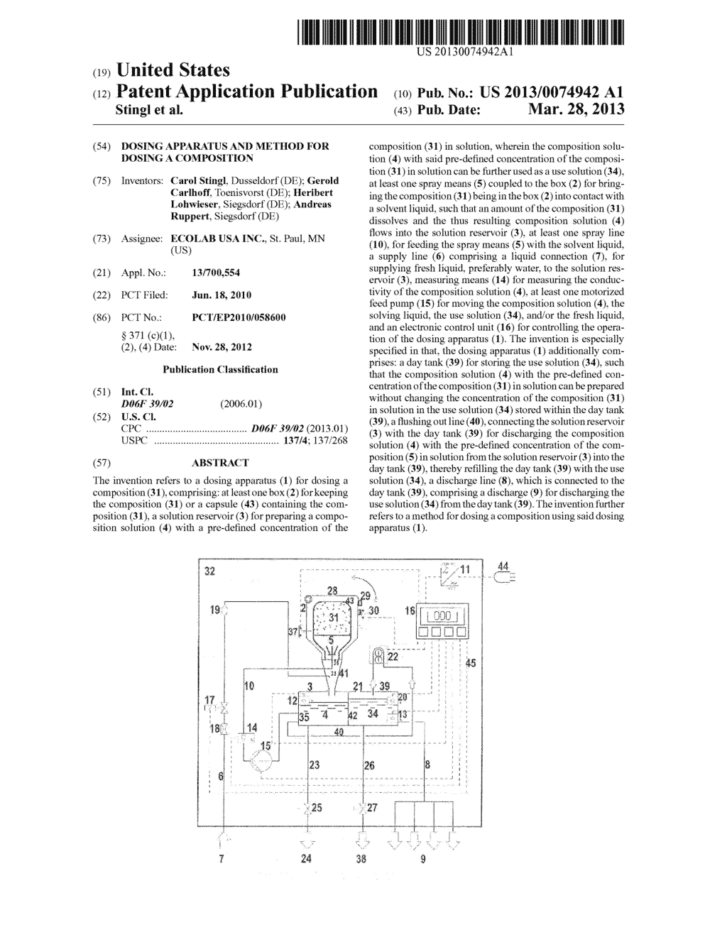 DOSING APPARATUS AND METHOD FOR DOSING A COMPOSITION - diagram, schematic, and image 01