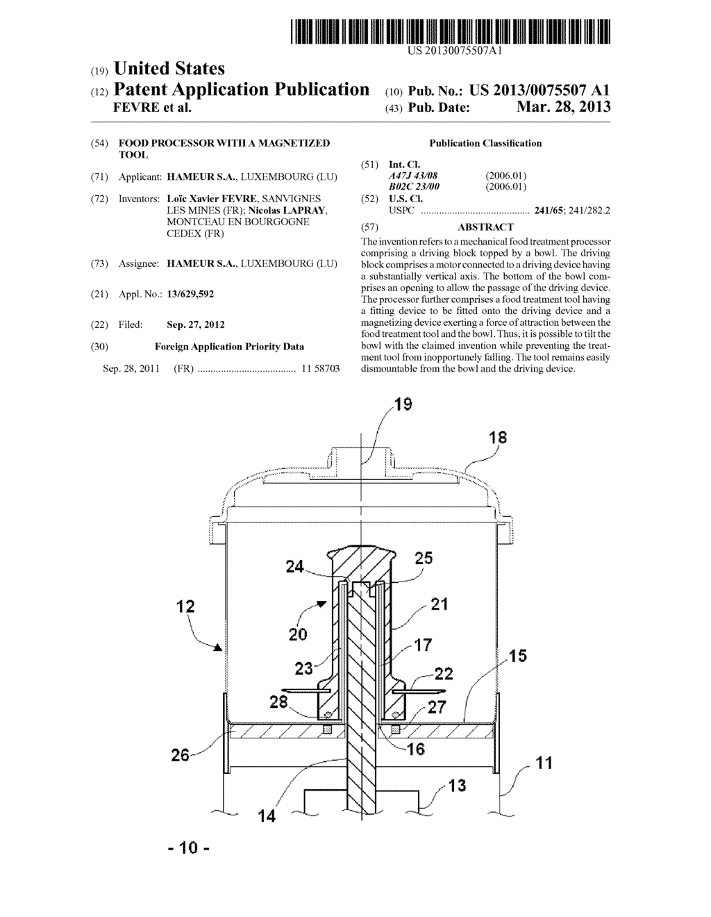 FOOD PROCESSOR WITH A MAGNETIZED TOOL - diagram, schematic, and image 01