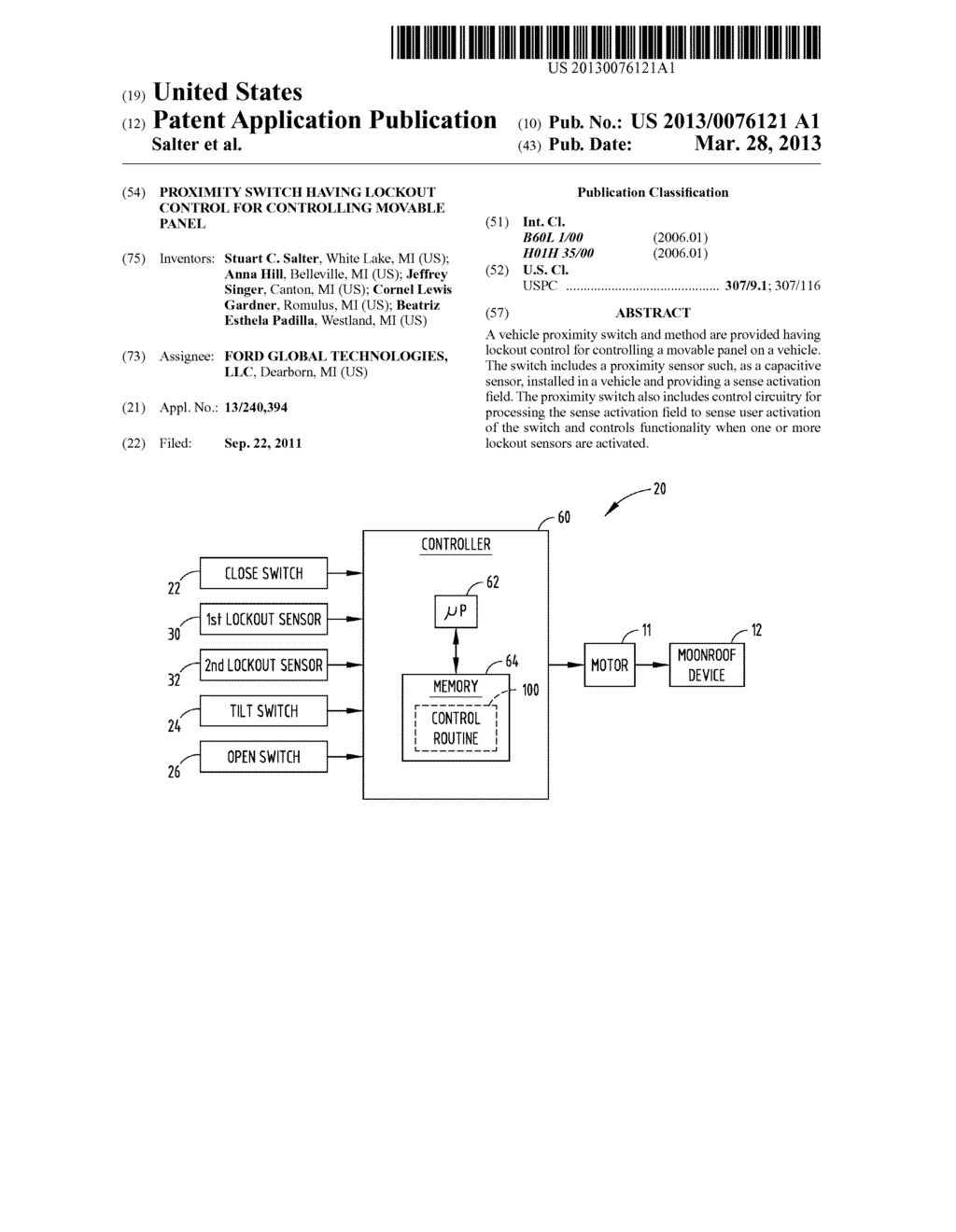 PROXIMITY SWITCH HAVING LOCKOUT CONTROL FOR CONTROLLING MOVABLE PANEL - diagram, schematic, and image 01