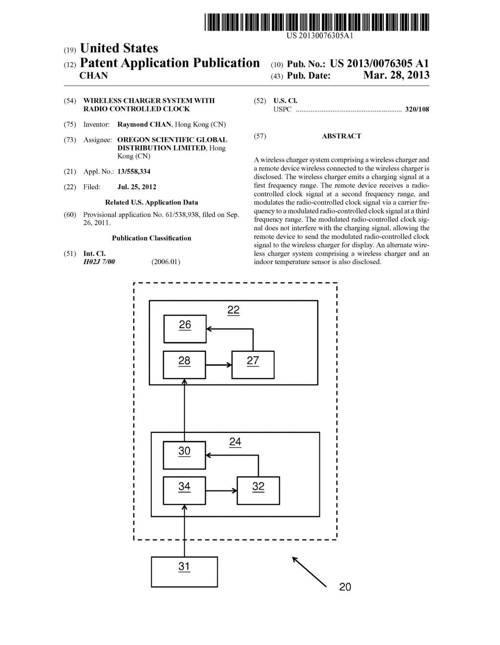 WIRELESS CHARGER SYSTEM WITH RADIO CONTROLLED CLOCK - diagram, schematic, and image 01