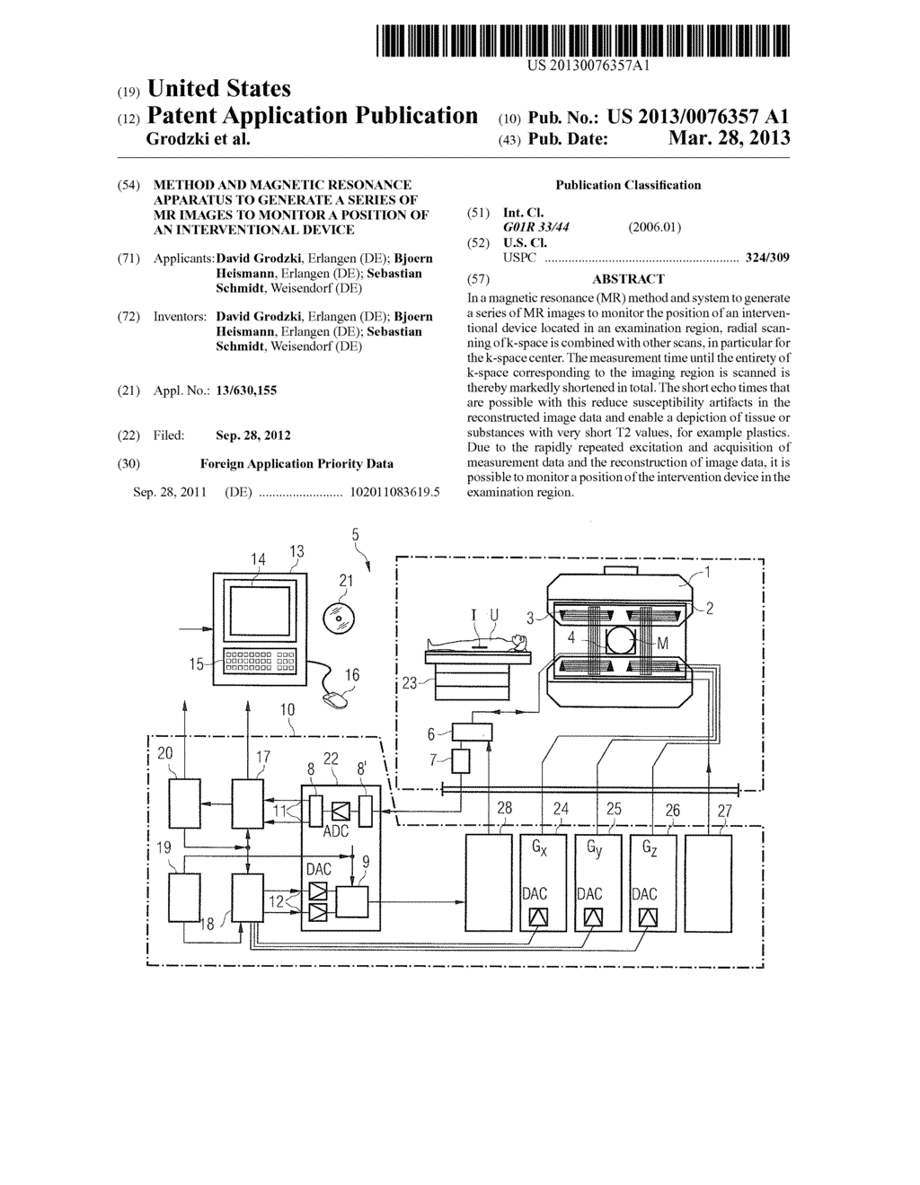 METHOD AND MAGNETIC RESONANCE APPARATUS TO GENERATE A SERIES OF MR IMAGES     TO MONITOR A POSITION OF AN INTERVENTIONAL DEVICE - diagram, schematic, and image 01