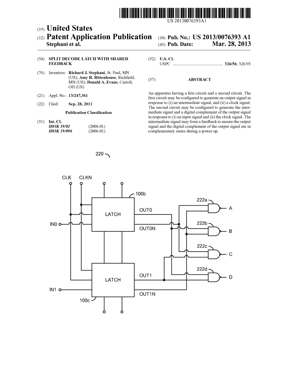 SPLIT DECODE LATCH WITH SHARED FEEDBACK - diagram, schematic, and image 01