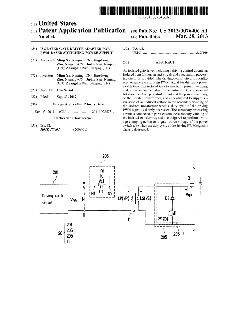 ISOLATED GATE DRIVER ADAPTED FOR PWM-BASED SWITCHING POWER SUPPLY - diagram, schematic, and image 01