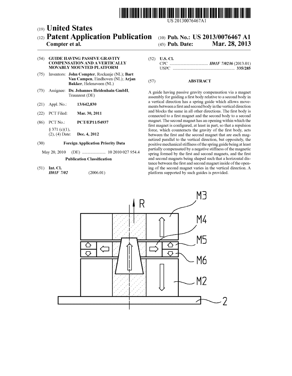 GUIDE HAVING PASSIVE GRAVITY COMPENSATION AND A VERTICALLY MOVABLY MOUNTED     PLATFORM - diagram, schematic, and image 01