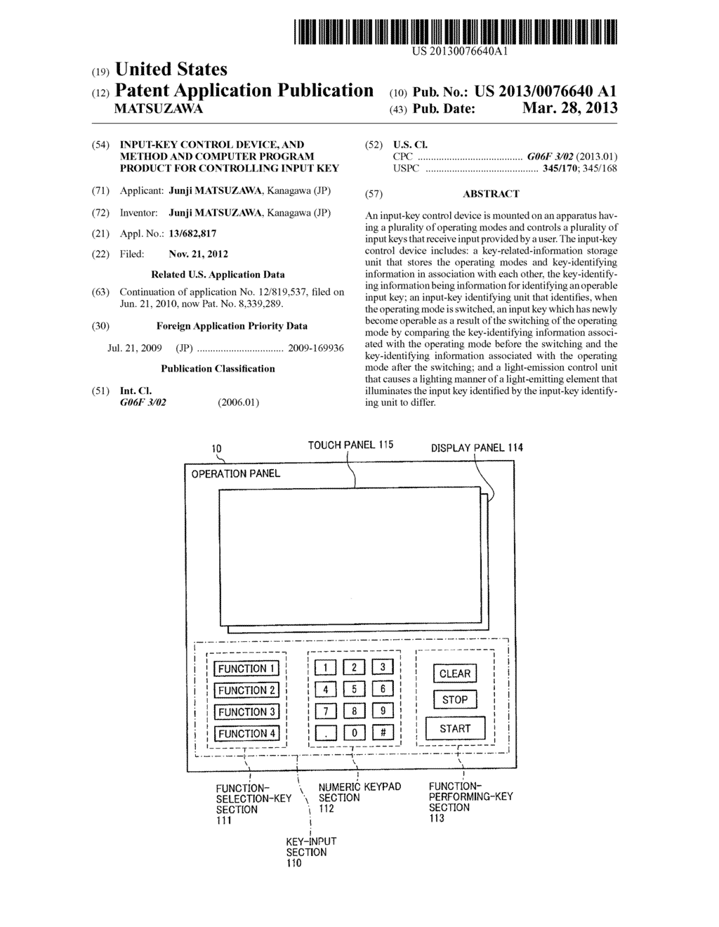 INPUT-KEY CONTROL DEVICE, AND METHOD AND COMPUTER PROGRAM PRODUCT FOR     CONTROLLING INPUT KEY - diagram, schematic, and image 01