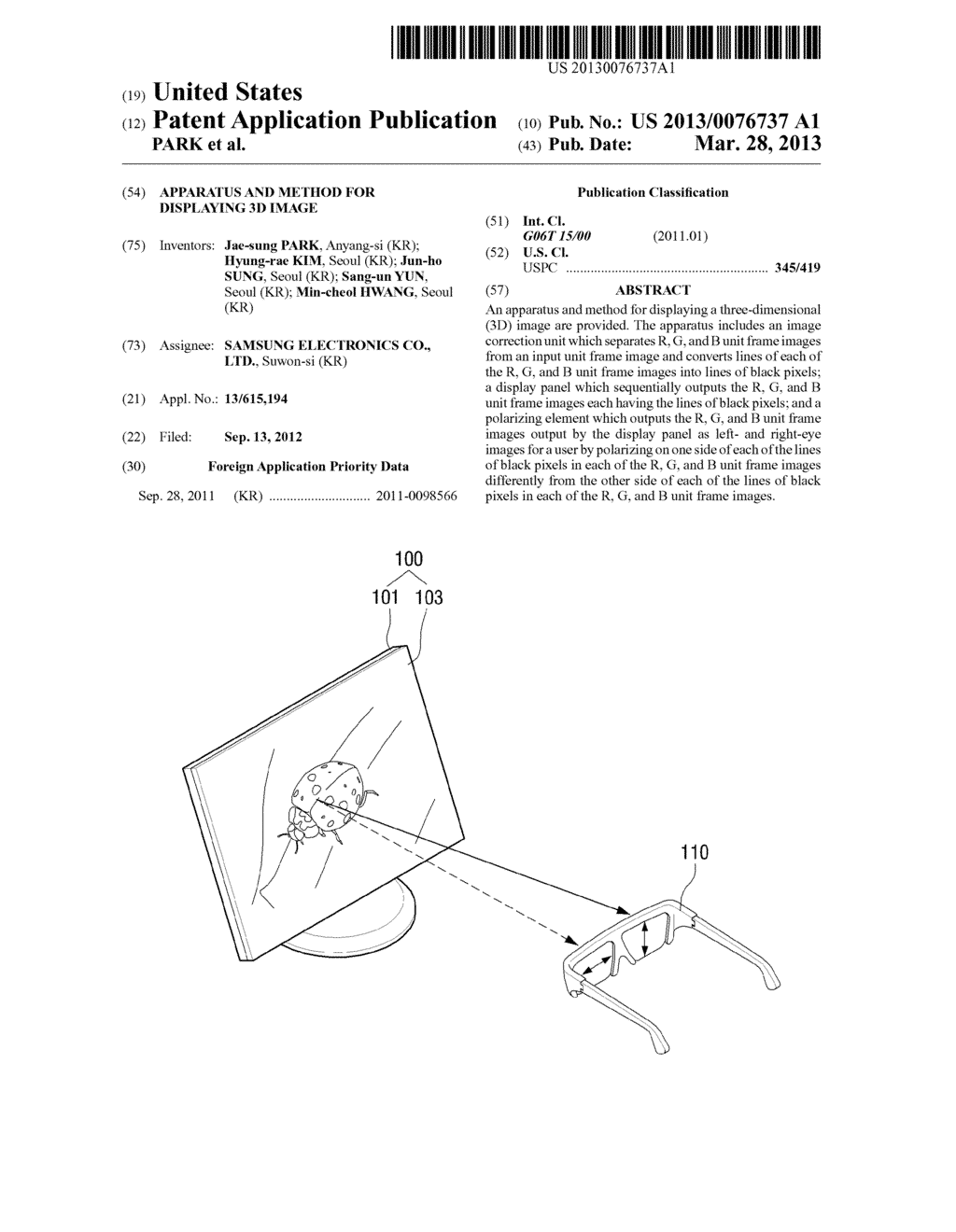 APPARATUS AND METHOD FOR DISPLAYING 3D IMAGE - diagram, schematic, and image 01