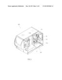 HORIZONTAL ADJUSTMENT DEVICE OF UPPER BASE OF BARCODE PRINTER diagram and image