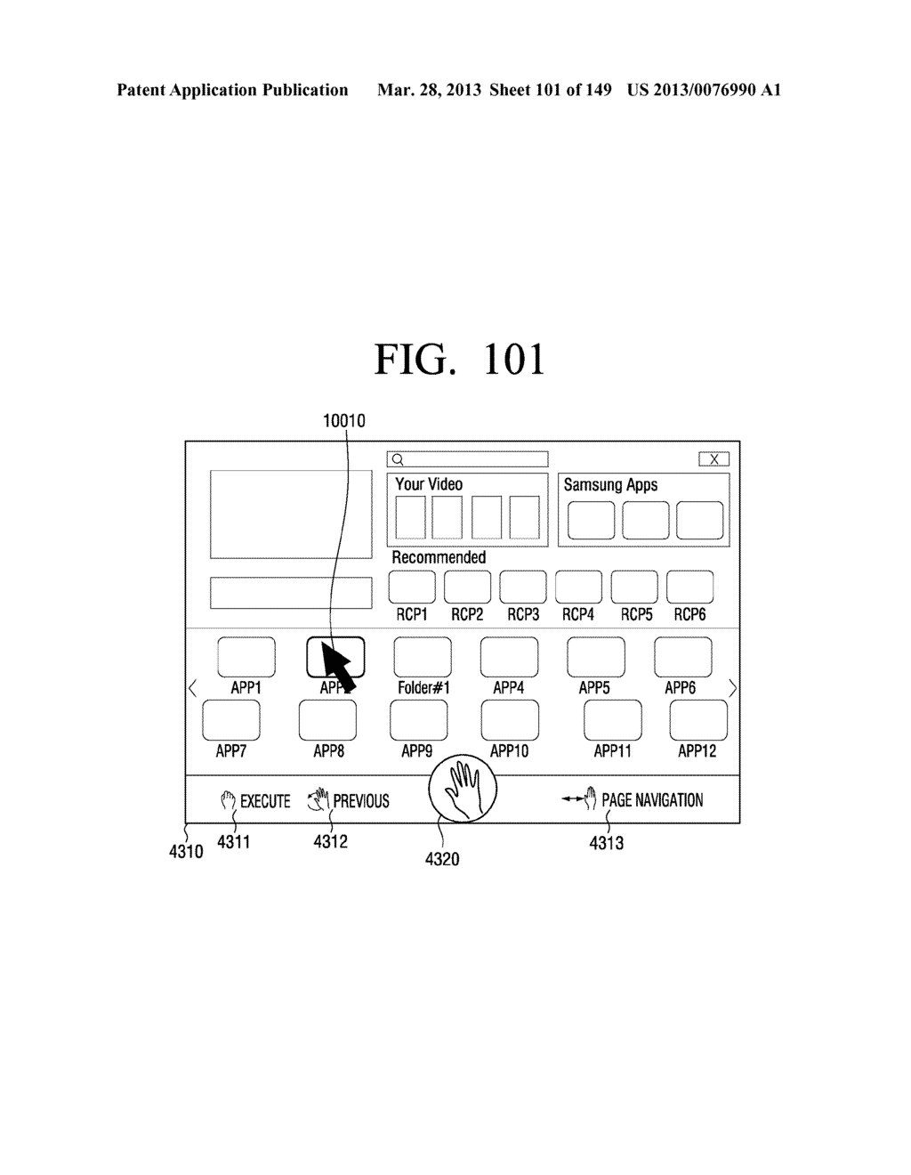 METHOD FOR CONTROLLING ELECTRONIC APPARATUS BASED ON MOTION RECOGNITION,     AND ELECTRONIC APPARATUS APPLYING THE SAME - diagram, schematic, and image 102