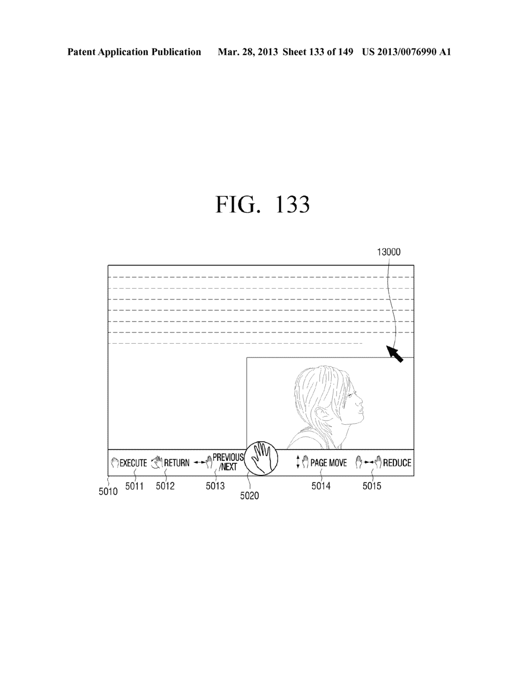 METHOD FOR CONTROLLING ELECTRONIC APPARATUS BASED ON MOTION RECOGNITION,     AND ELECTRONIC APPARATUS APPLYING THE SAME - diagram, schematic, and image 134