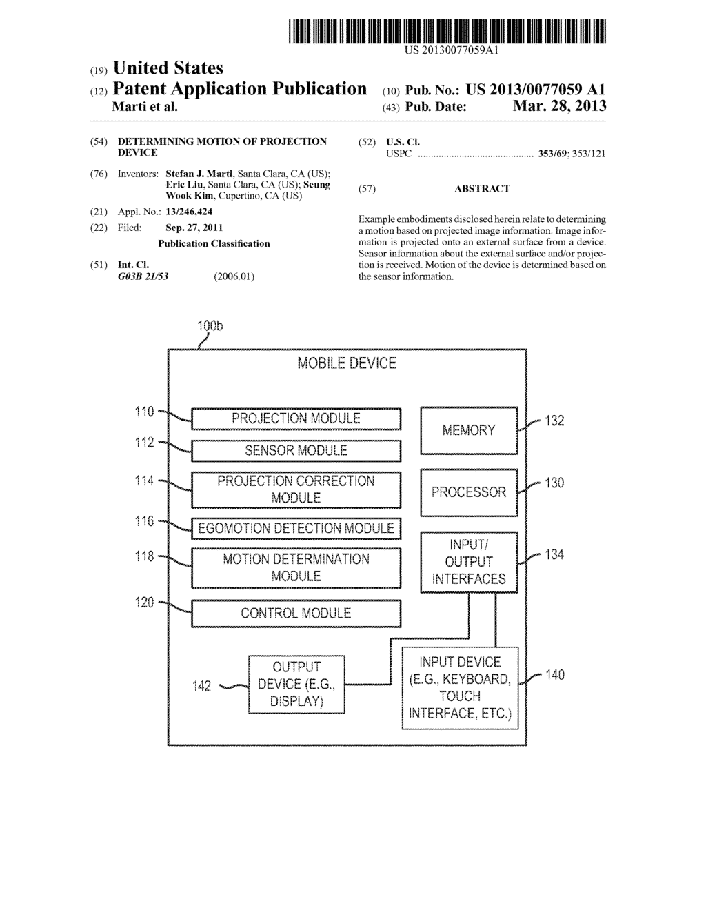 DETERMINING MOTION OF PROJECTION DEVICE - diagram, schematic, and image 01