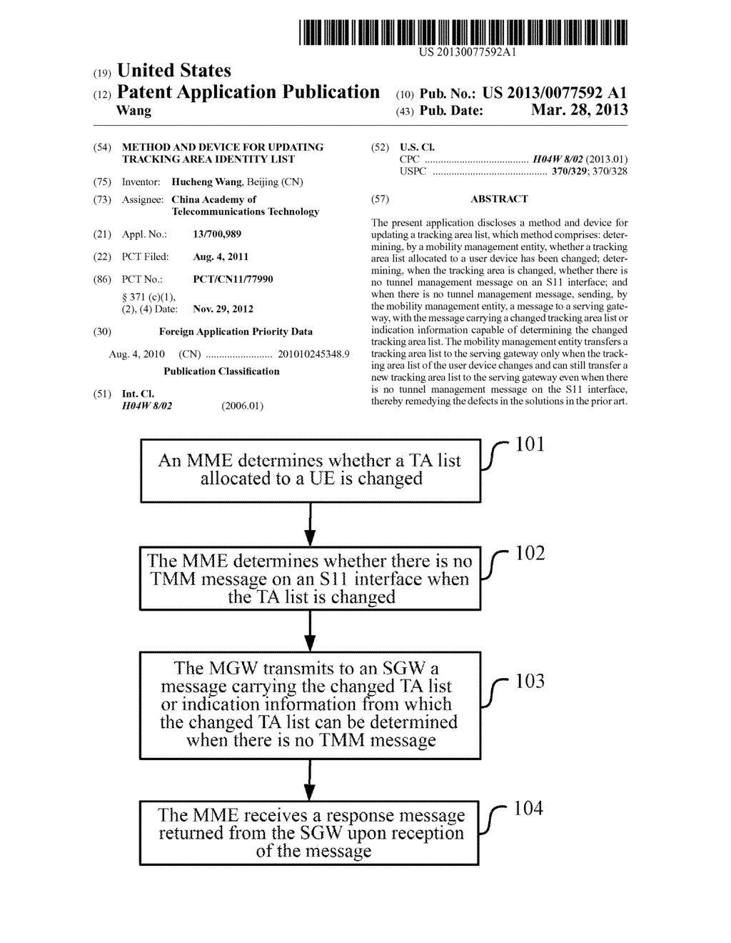 METHOD AND DEVICE FOR UPDATING TRACKING AREA IDENTITY LIST - diagram, schematic, and image 01