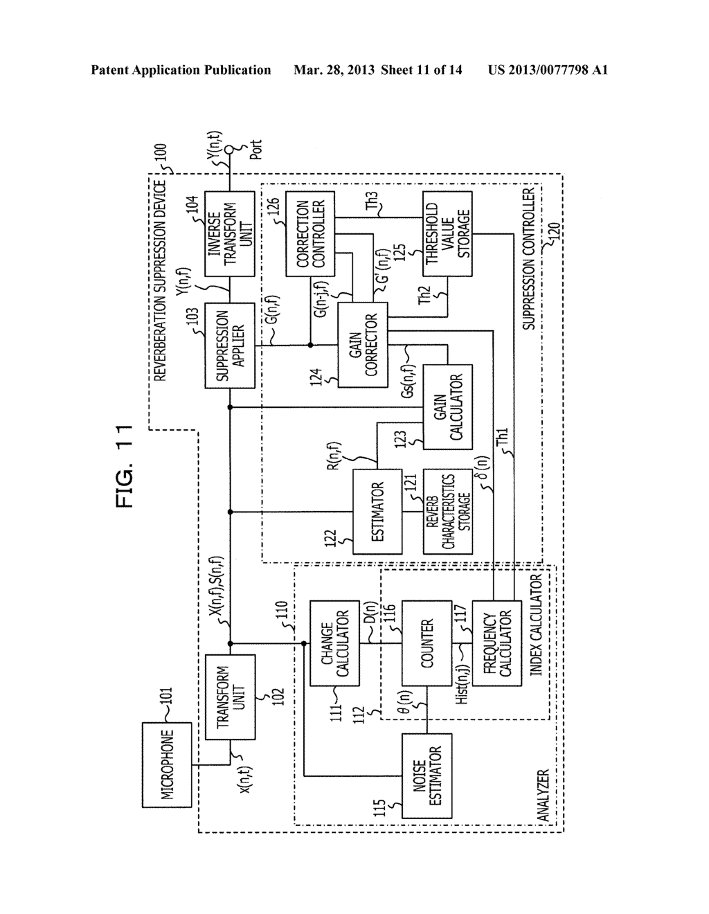 REVERBERATION SUPPRESSION DEVICE, REVERBERATION SUPPRESSION METHOD, AND     COMPUTER-READABLE STORAGE MEDIUM STORING A REVERBERATION SUPPRESSION     PROGRAM - diagram, schematic, and image 12