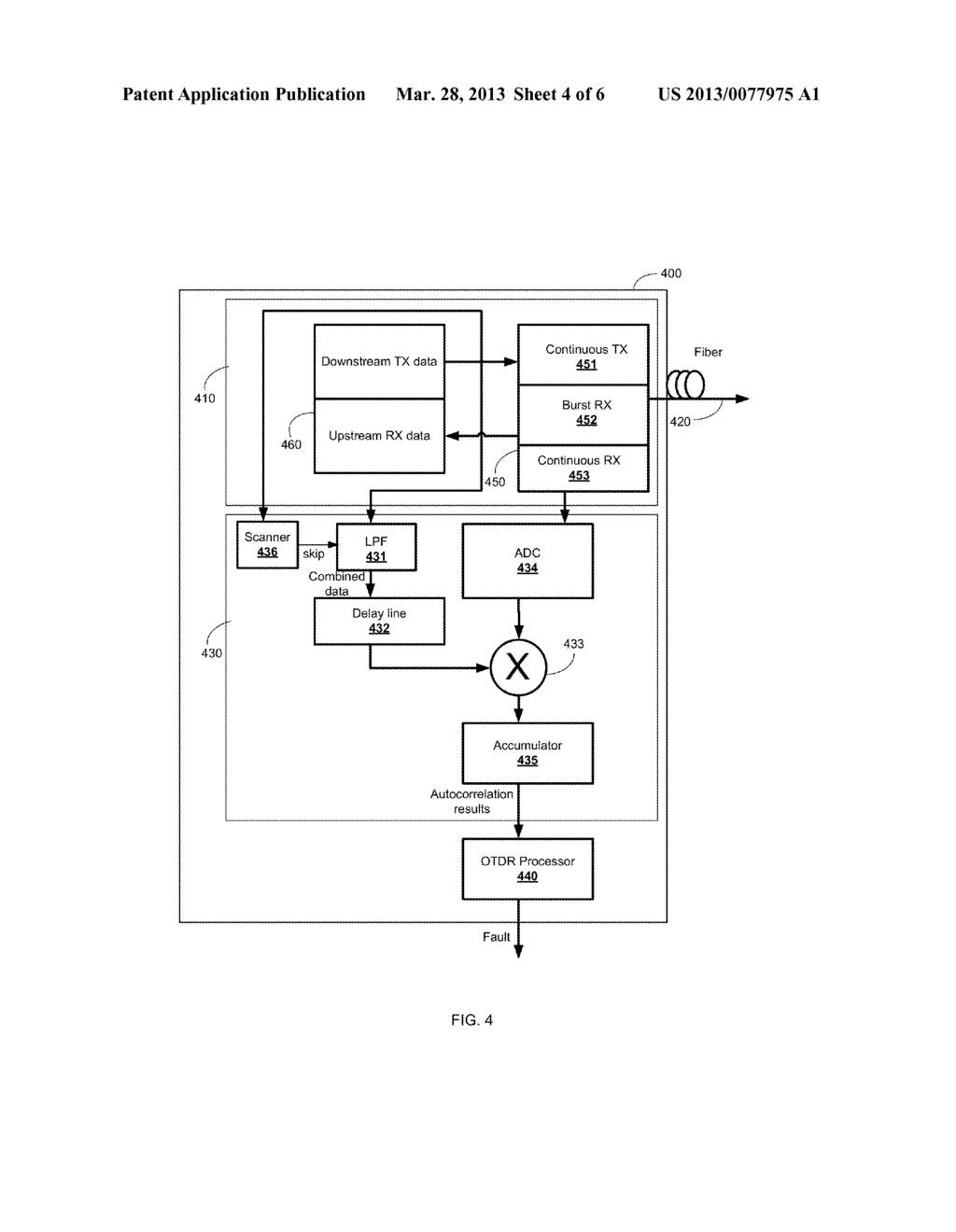 SYSTEM AND METHOD FOR PERFORMING IN-BAND REFLECTION ANALYSIS IN A PASSIVE     OPTICAL NETWORK - diagram, schematic, and image 05