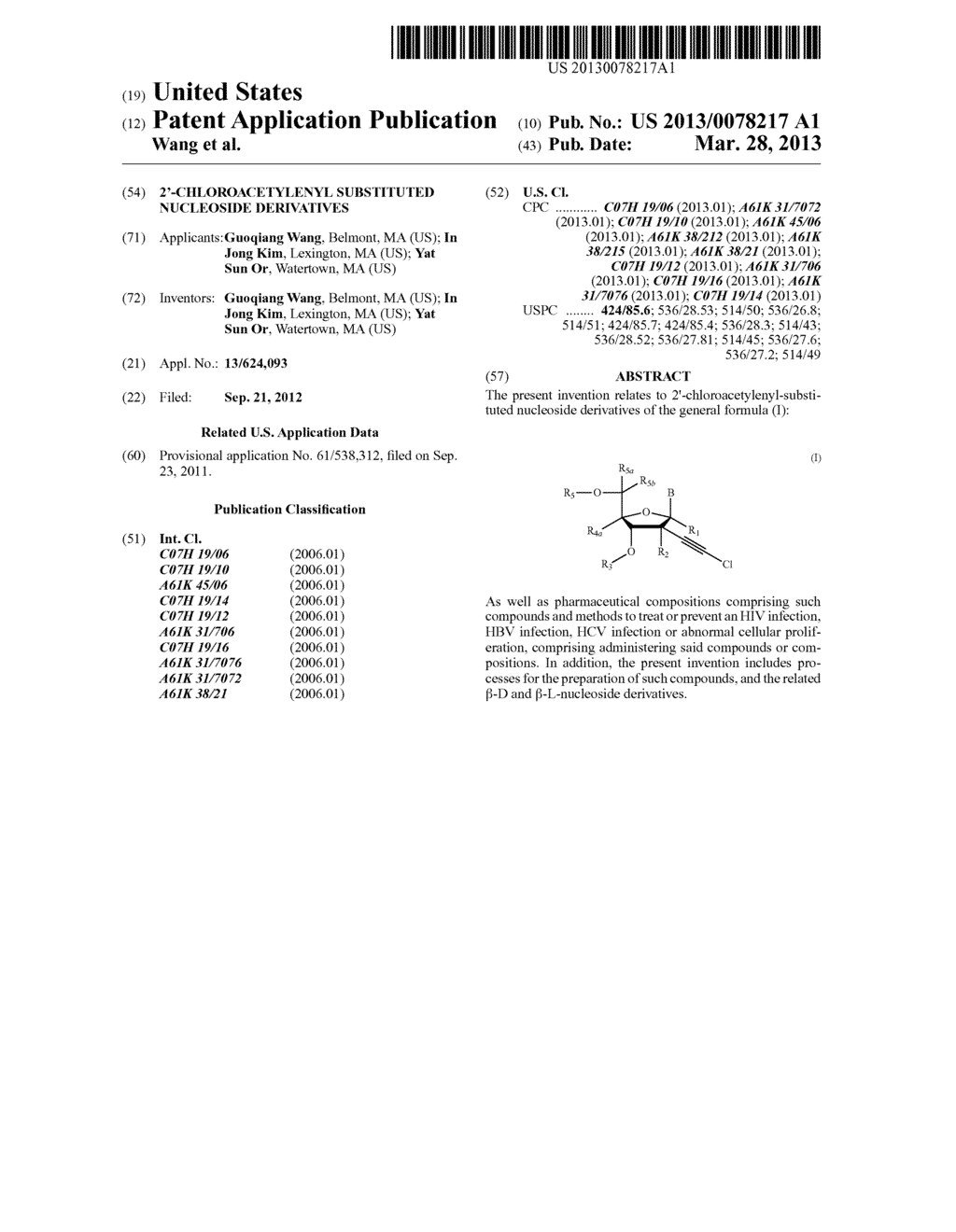 2'-CHLOROACETYLENYL SUBSTITUTED NUCLEOSIDE DERIVATIVES - diagram, schematic, and image 01