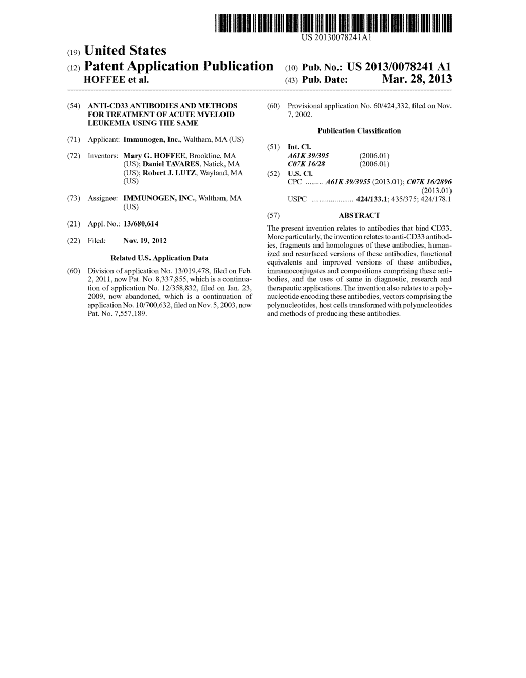 ANTI-CD33 ANTIBODIES AND METHODS FOR TREATMENT OF ACUTE MYELOID LEUKEMIA     USING THE SAME - diagram, schematic, and image 01