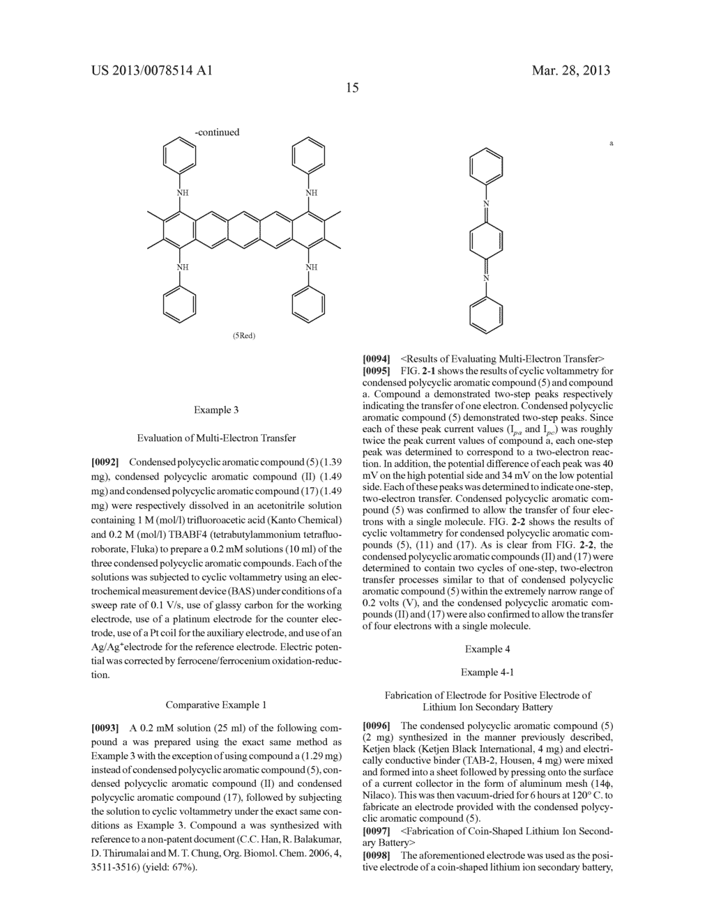 CONDENSED POLYCYCLIC AROMATIC COMPOUND, PRODUCTION PROCESS OF SAME, AND     POSITIVE ELECTRODE ACTIVE MATERIAL FOR LITHIUM ION SECONDARY BATTERY     CONTAINING SAME - diagram, schematic, and image 25