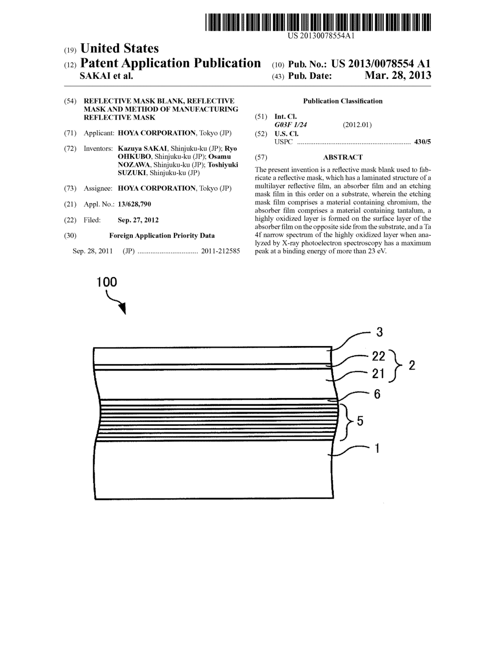 REFLECTIVE MASK BLANK, REFLECTIVE MASK AND METHOD OF MANUFACTURING     REFLECTIVE MASK - diagram, schematic, and image 01