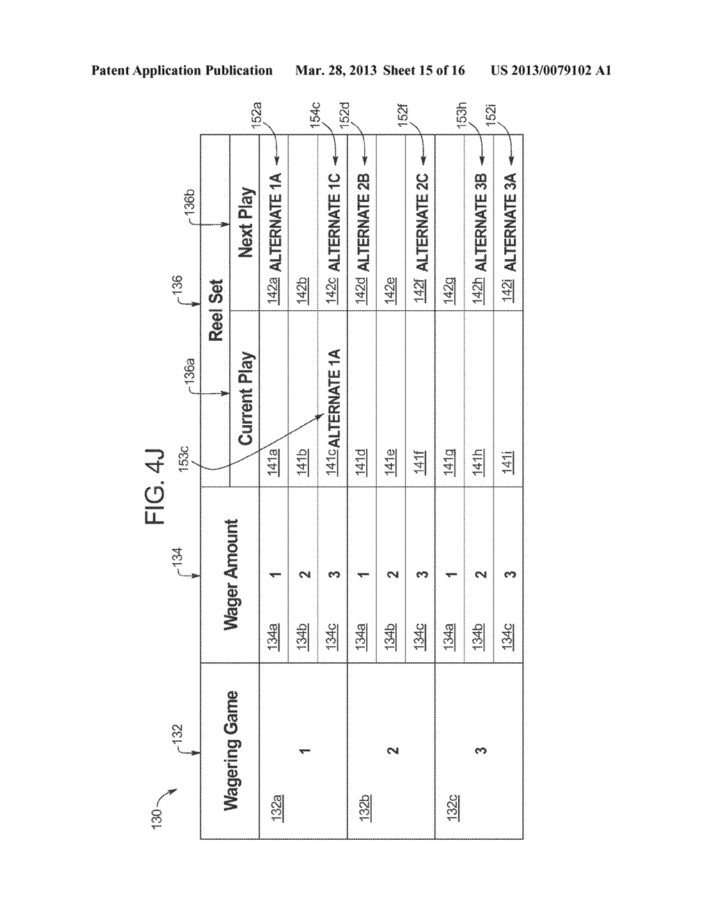 GAMING SYSTEM AND METHOD PROVIDING A USER DEVICE THAT RECEIVES AND STORES     A REEL SET FOR AN INITIAL GAME PLAY AND REEL SETS FOR SUBSEQUENT GAME     PLAYS - diagram, schematic, and image 16