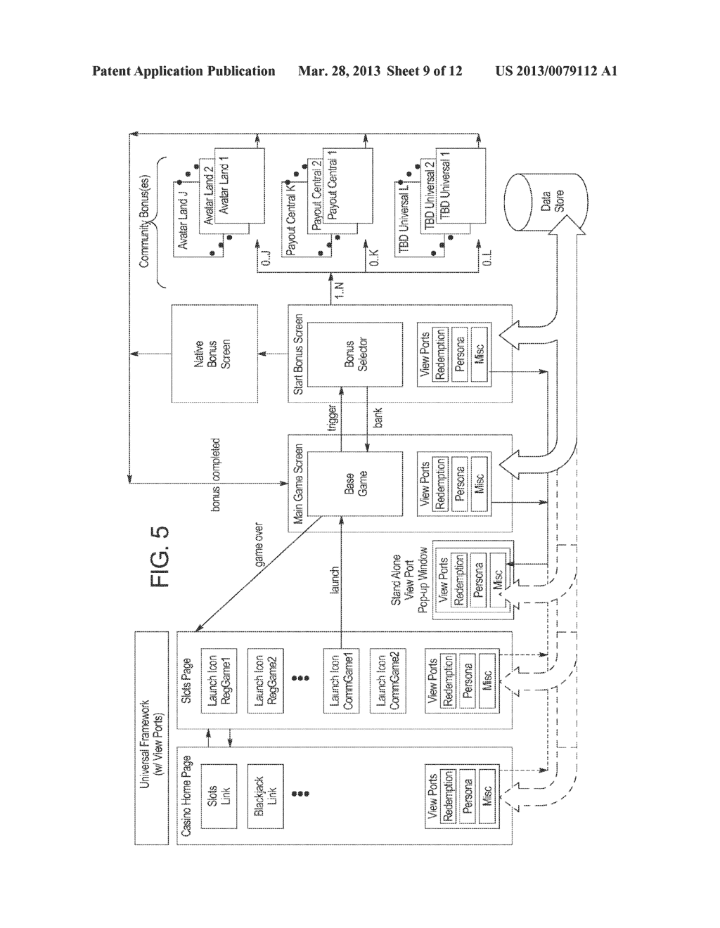 GAMING SYSTEM, GAMING DEVICE AND METHOD FOR PROVIDING A MULTIPLE PLAYER,     MULTIPLE GAME BONUSING ENVIRONMENT - diagram, schematic, and image 10