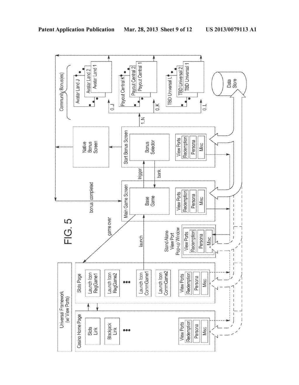 GAMING SYSTEM, GAMING DEVICE AND METHOD FOR PROVIDING A MULTIPLE PLAYER,     MULTIPLE GAME BONUSING ENVIRONMENT - diagram, schematic, and image 10