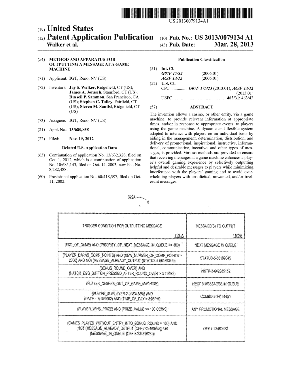 METHOD AND APPARATUS FOR OUTPUTTING A MESSAGE AT A GAME MACHINE - diagram, schematic, and image 01